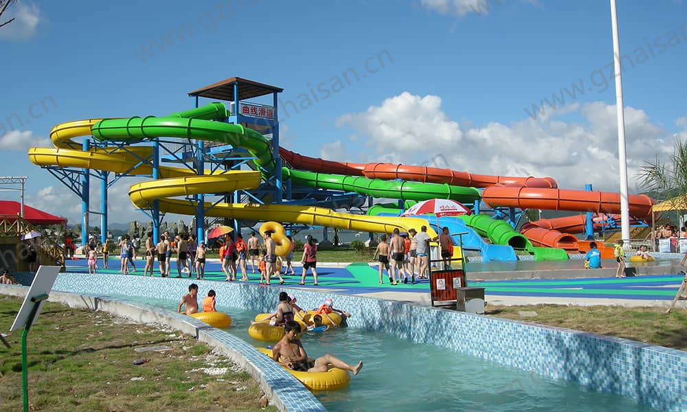 浙江宁波东钱湖水上乐园螺旋组合滑道、漂流河